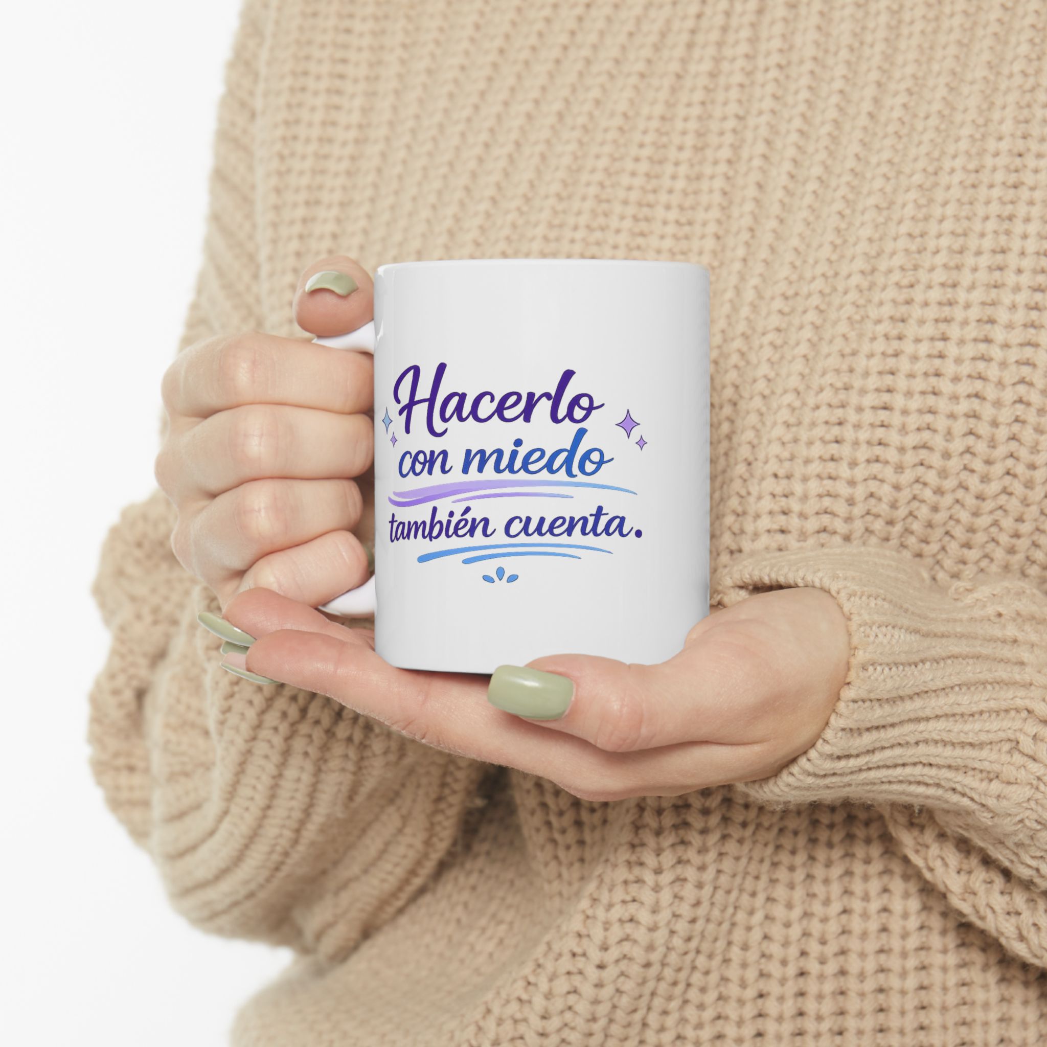 Taza Motivacional para Ansiedad – Hacerlo con Miedo También Cuenta | Mug Inspiracional para Café y Té - Imagen 5
