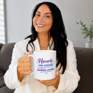 Taza Motivacional para Ansiedad – Hacerlo con Miedo También Cuenta | Mug Inspiracional para Café y Té