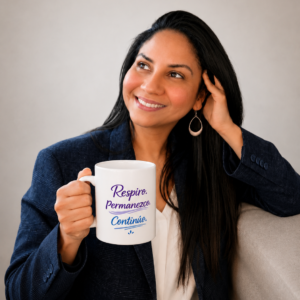 Taza Motivacional “Respiro. Permanezco. Continúo.” | Ceramic Coffee Mug 11oz / 15oz | Regalo Inspirador para Ansiedad y Bienestar