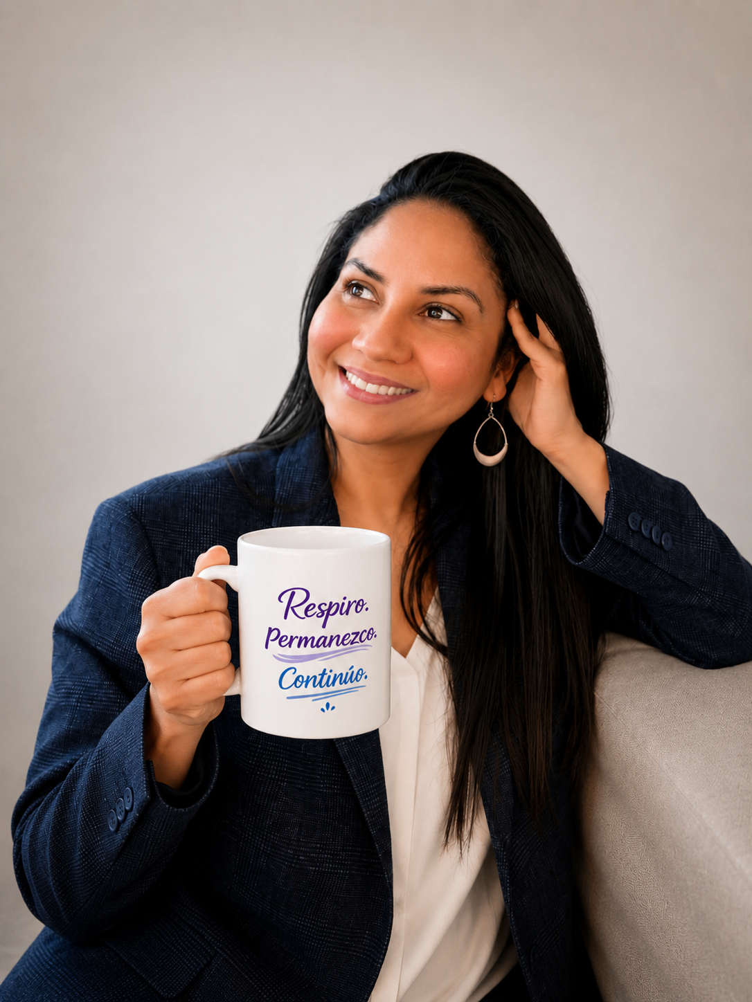 Taza Motivacional “Respiro. Permanezco. Continúo.” | Ceramic Coffee Mug 11oz / 15oz | Regalo Inspirador para Ansiedad y Bienestar