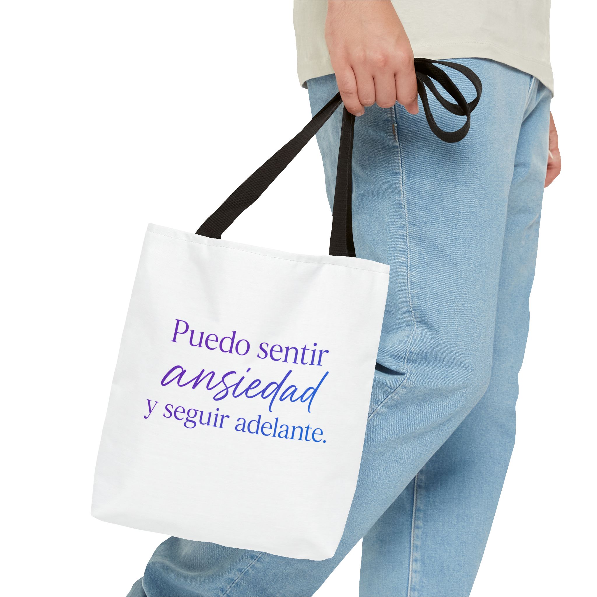Bolso Tote Motivacional “Puedo Sentir Ansiedad y Seguir Adelante” | Reusable Tote Bag | Regalo de Bienestar y Salud Mental - Imagen 3
