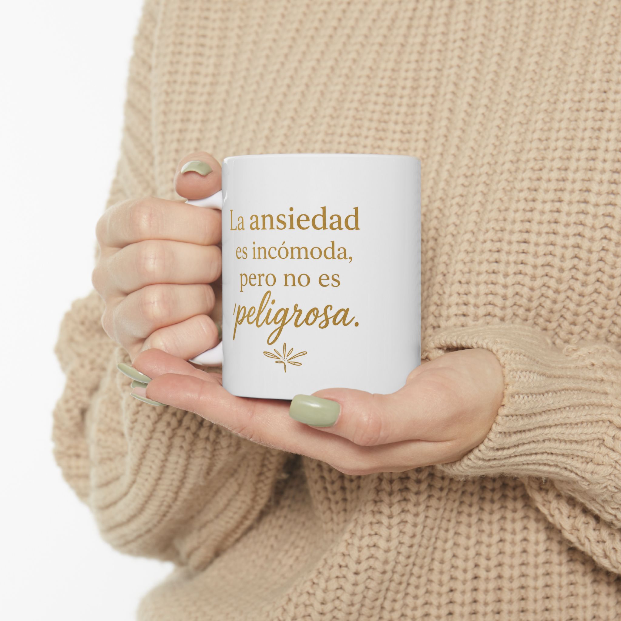 Taza Motivacional de Ansiedad | "La ansiedad es incómoda, pero no es peligrosa" | Taza de Cerámica 11oz - Imagen 5